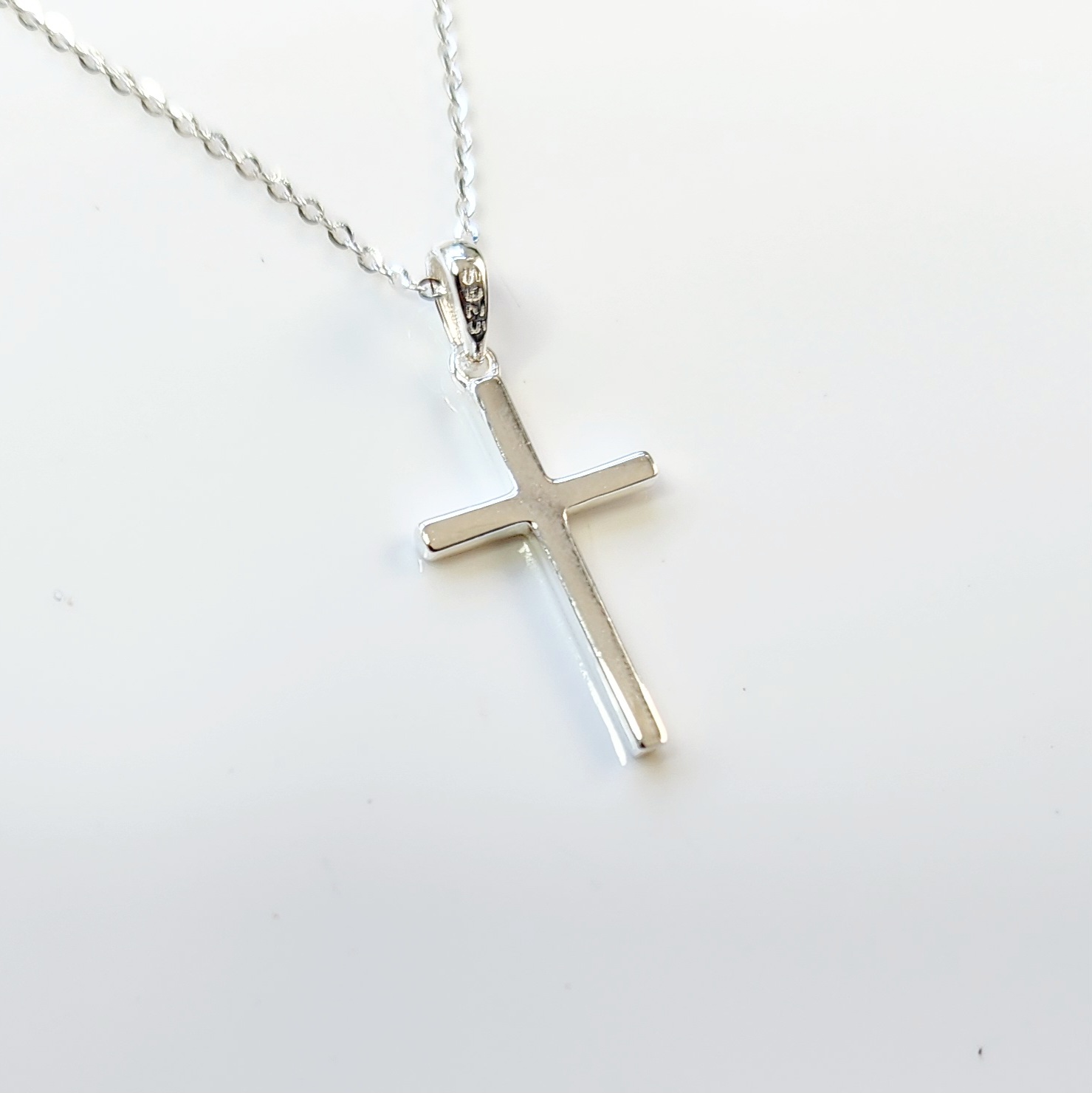 Sterling Silver Plain Square Cut Cross Pendant and Sterling Silver Chain Sterling Silver Pendants 