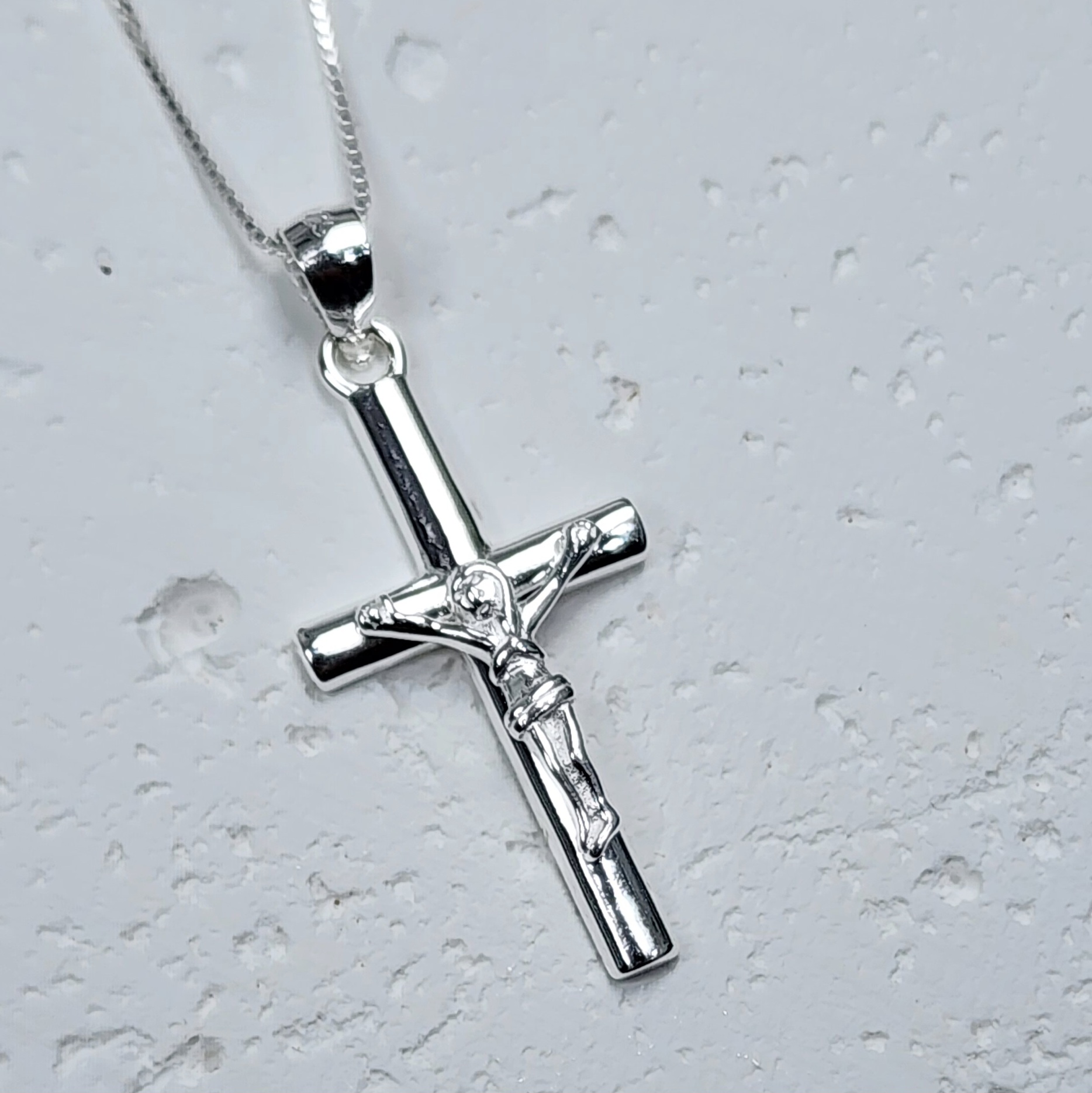Sterling Silver Crucifix Pendant with Sterling Silver Chain Sterling Silver Pendants 
