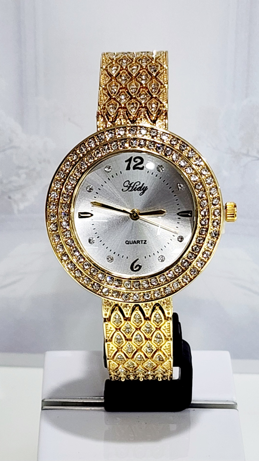 Ladies HIDY Fashion Dress Watch Gold Tone Case Silver Dial Watch - Design 2408 Dress Watches 