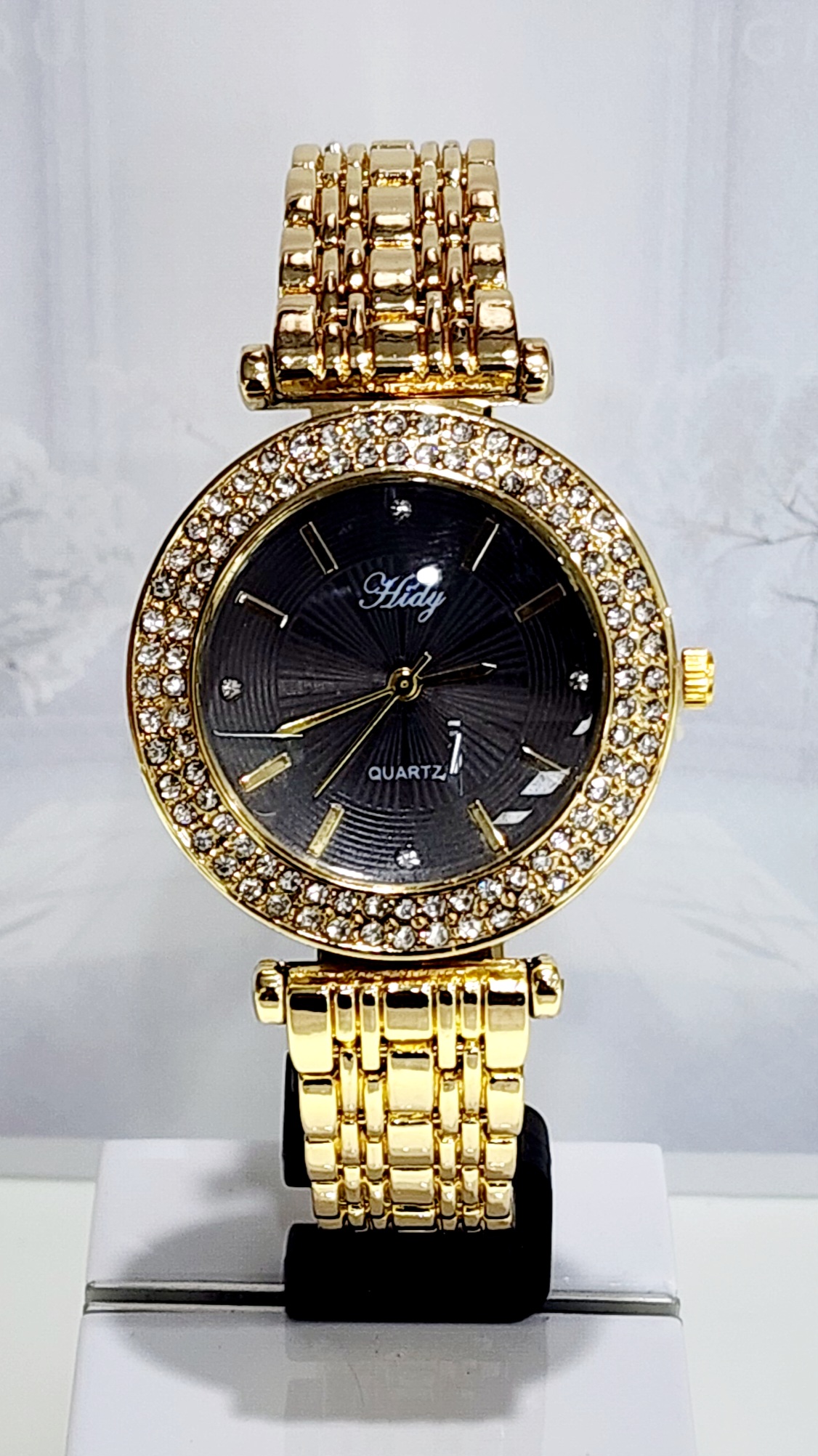 Ladies HIDY Fashion Dress Watch Gold Tone Case Black/Grey Dial Watch - Design 2409 Dress Watches 