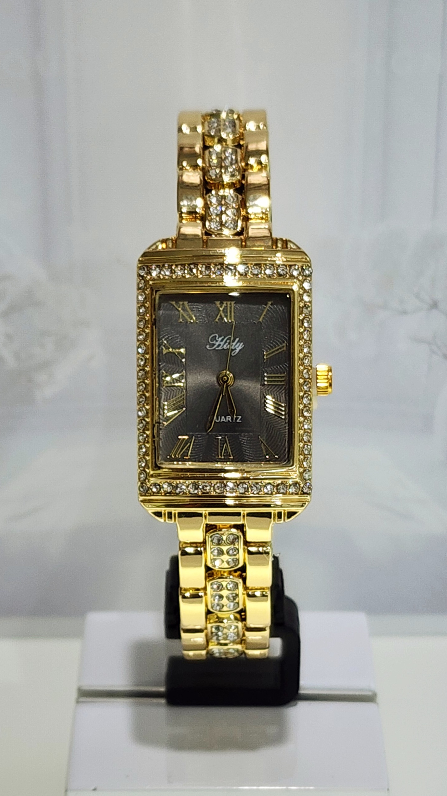 Ladies HIDY Fashion Dress Watch Gold Tone Case Black/Grey Dial Watch - Design 2412 Dress Watches 