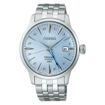 Seiko Presage Automatic GMT Light Blue Dial Watch - SSK037J1 Seiko 