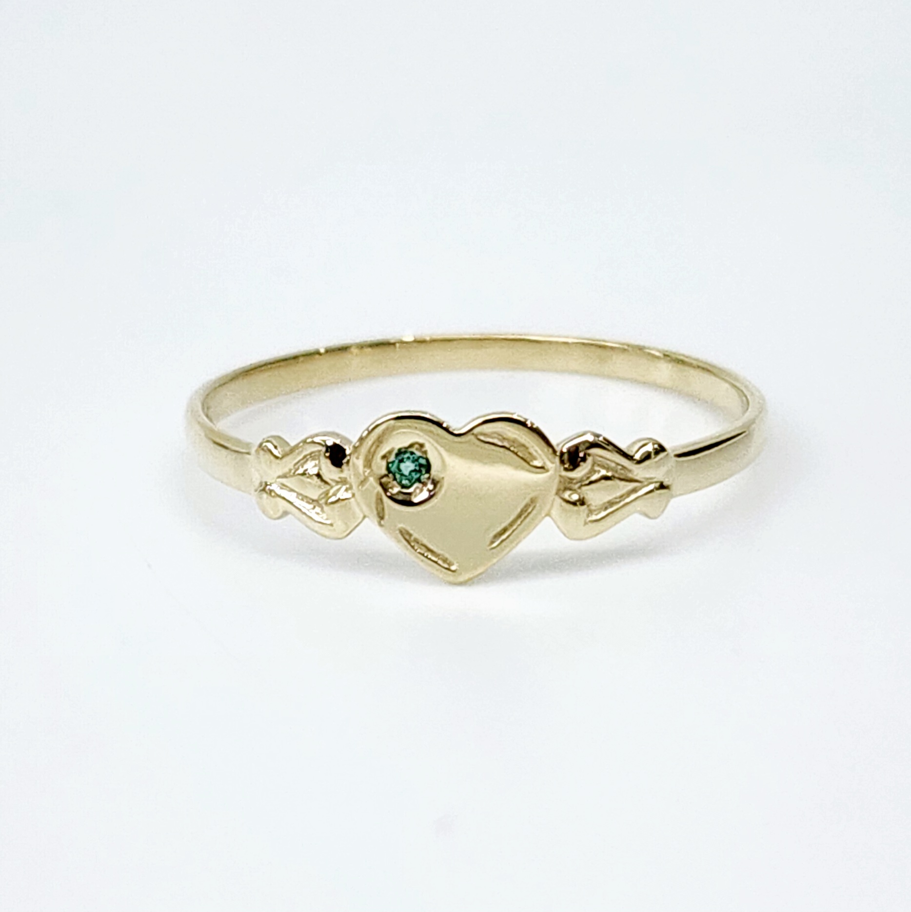 9ct Yellow Gold Single Heart Biron Emerald Signet Ring Gold Rings 