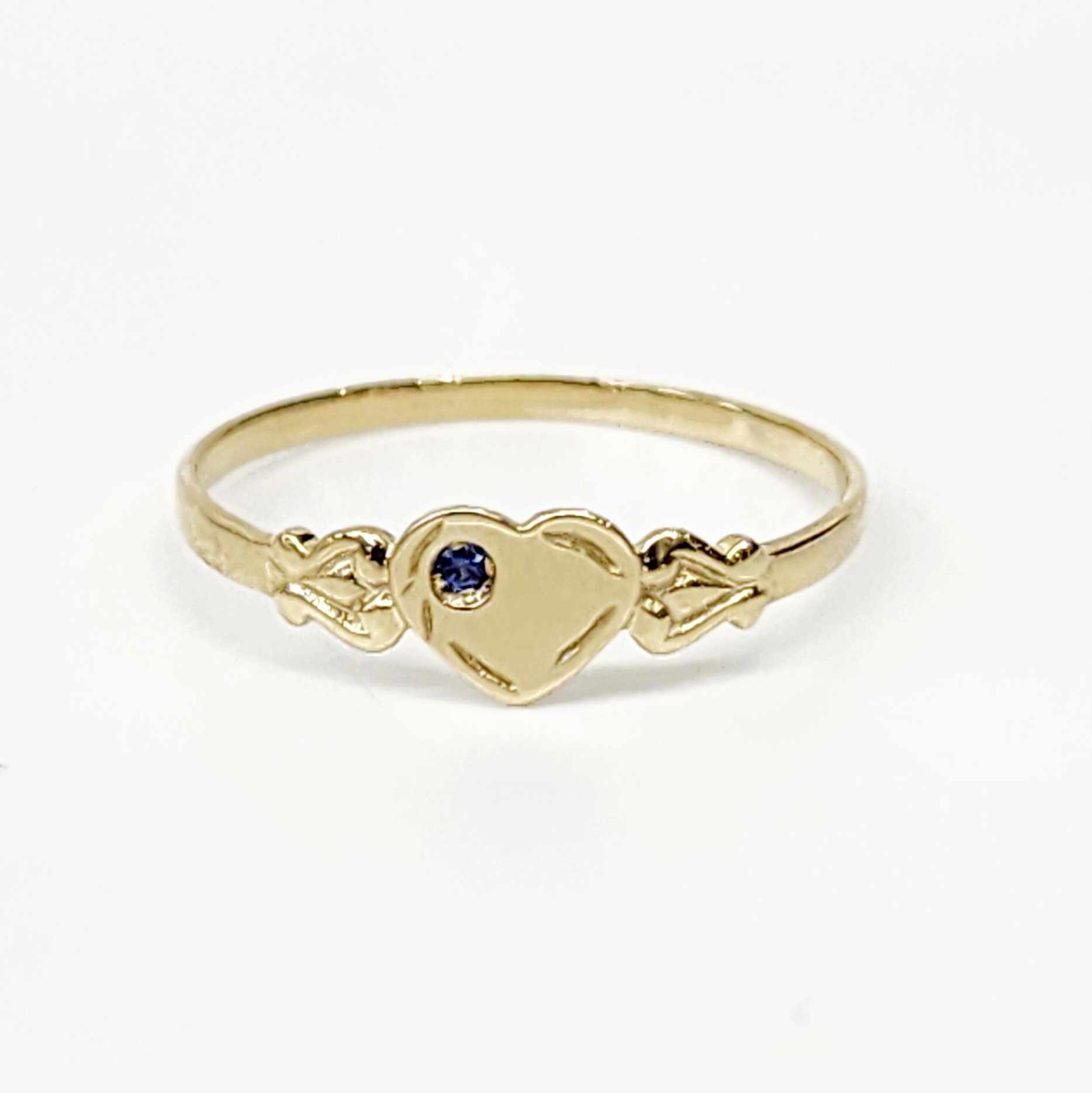 9ct Yellow Gold Single Heart Blue Sapphire Signet Ring Gold Rings 