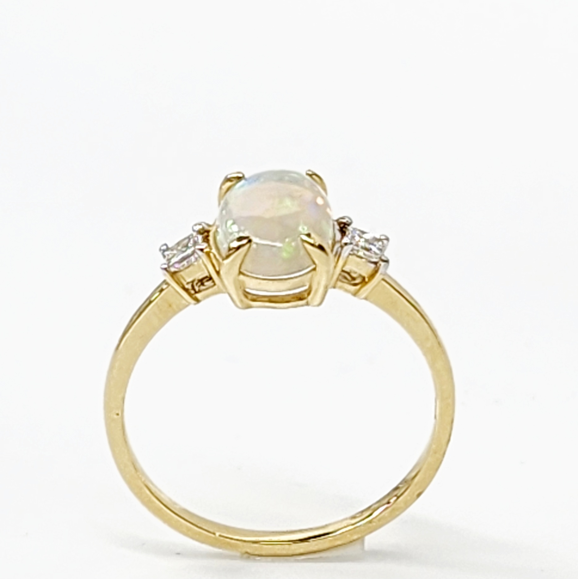 18ct Yellow Gold Oval Opal Ring with Diamond Accents Gold Rings 18ct Yellow Gold Oval Opal Ring with Diamond Accents Gold Rings