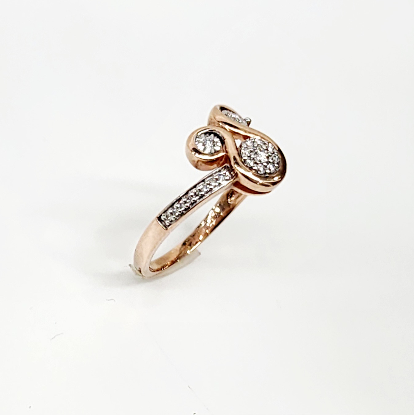 9ct Rose Gold Fancy Swirl 0.16ct Diamond Ring Sterling Silver Rings 9ct Rose Gold Fancy Swirl 0.16ct Diamond Ring Sterling Silver Rings