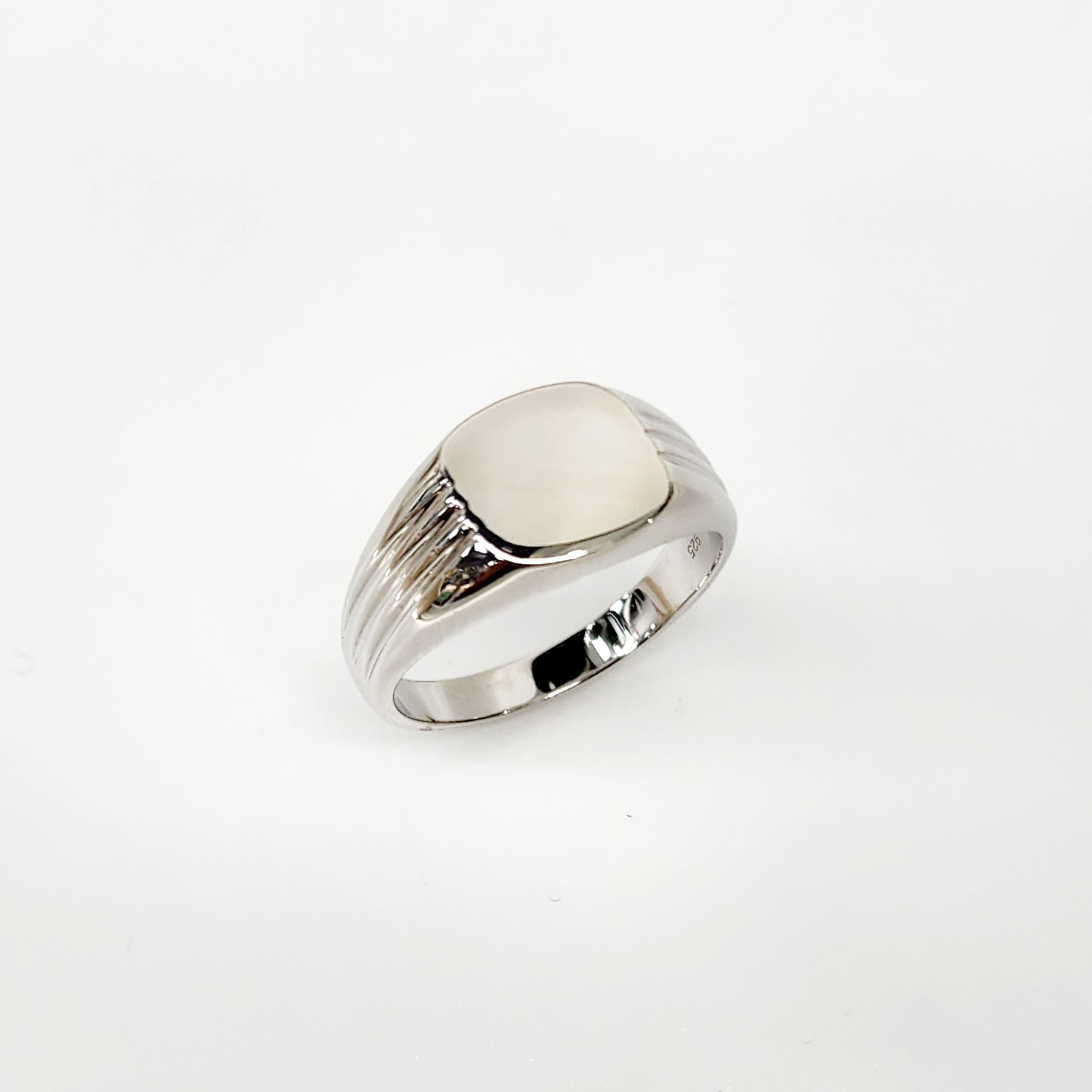 Sterling Silver Closed Back Cushion Shaped Signet Ring Sterling Silver Rings 