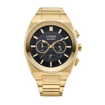 Citizen Gents Eco-Drive Chronograph Black Dial Gold Tone Watch - CA4582-54E NIXON, WATCH 