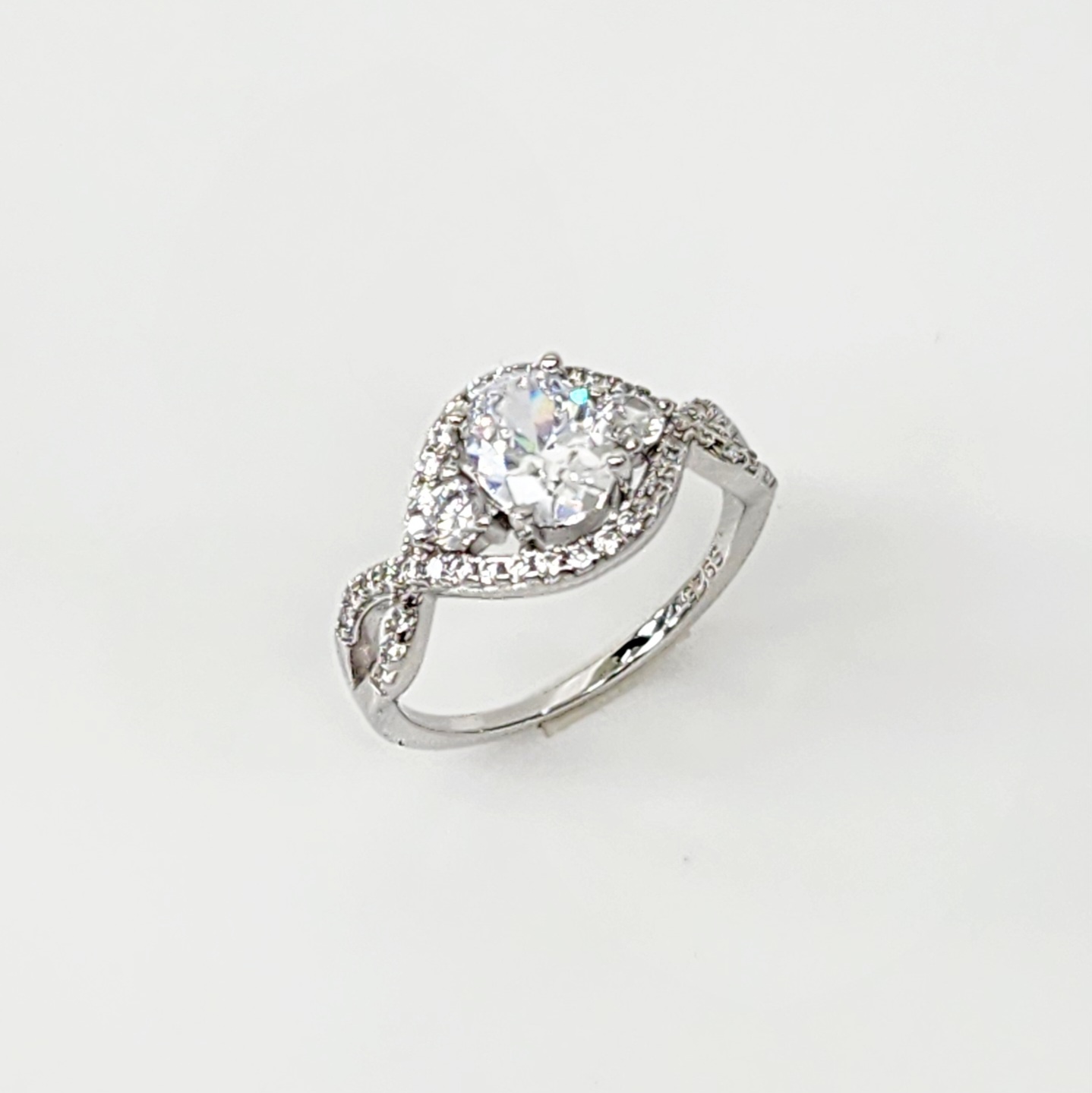 Sterling Silver Crossover Ring With Cubic Zirconia Engagement/Dress Ring Sterling Silver Rings Sterling Silver Crossover Ring With Cubic Zirconia Engagement/Dress Ring Sterling Silver Rings