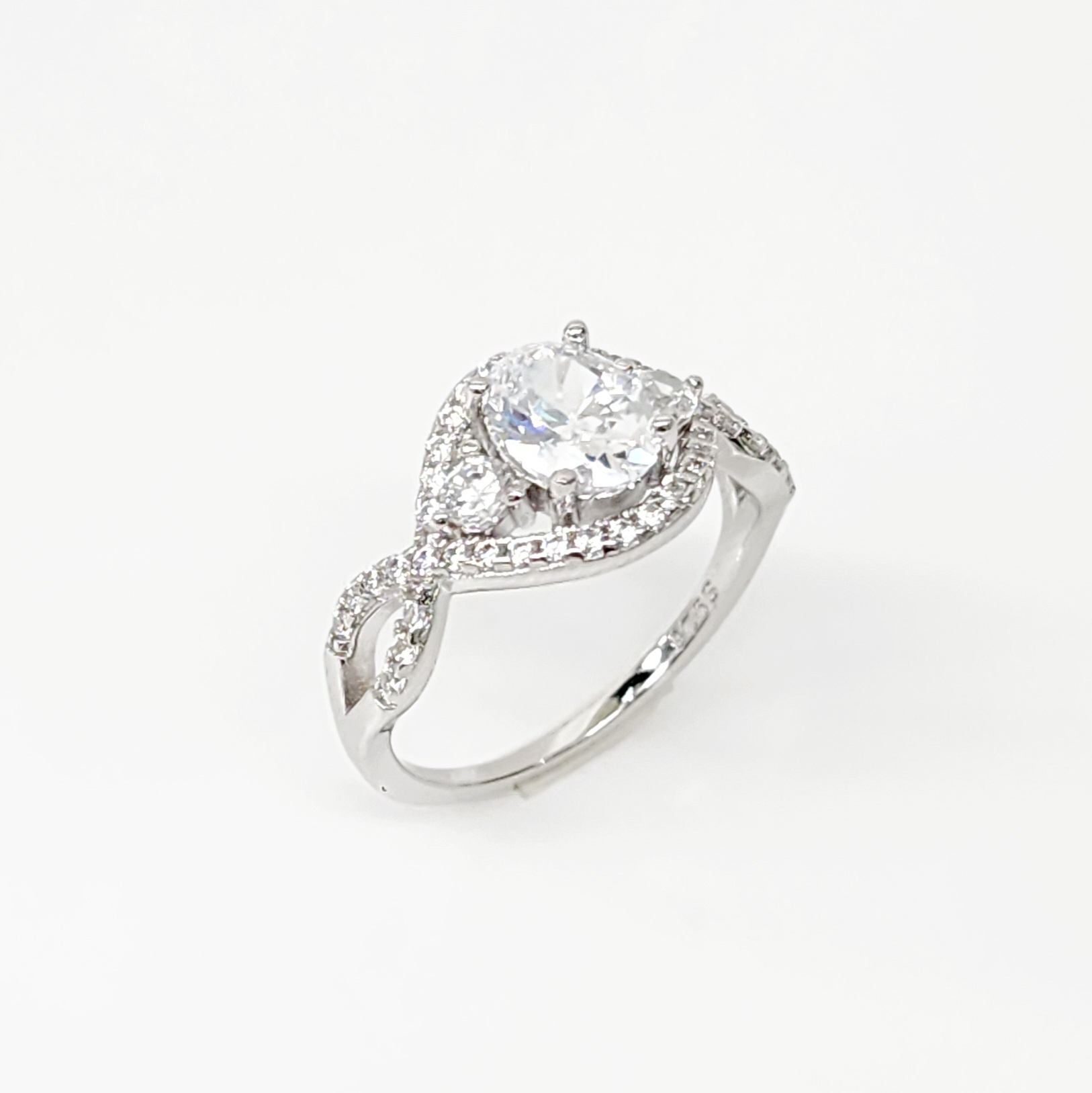 Sterling Silver Crossover Ring With Cubic Zirconia Engagement/Dress Ring Sterling Silver Rings Sterling Silver Crossover Ring With Cubic Zirconia Engagement/Dress Ring Sterling Silver Rings