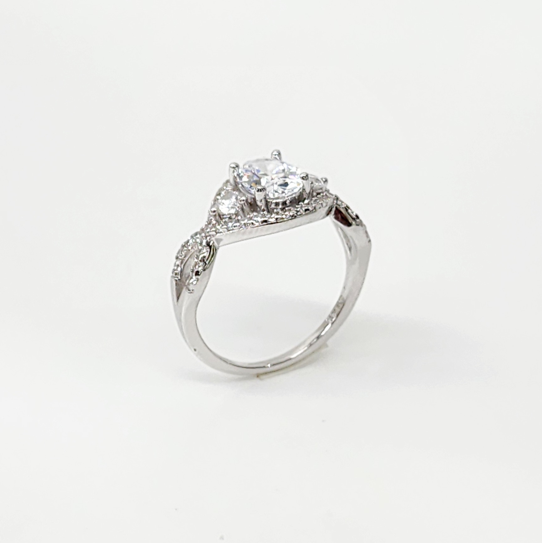 Sterling Silver Crossover Ring With Cubic Zirconia Engagement/Dress Ring Sterling Silver Rings Sterling Silver Crossover Ring With Cubic Zirconia Engagement/Dress Ring Sterling Silver Rings