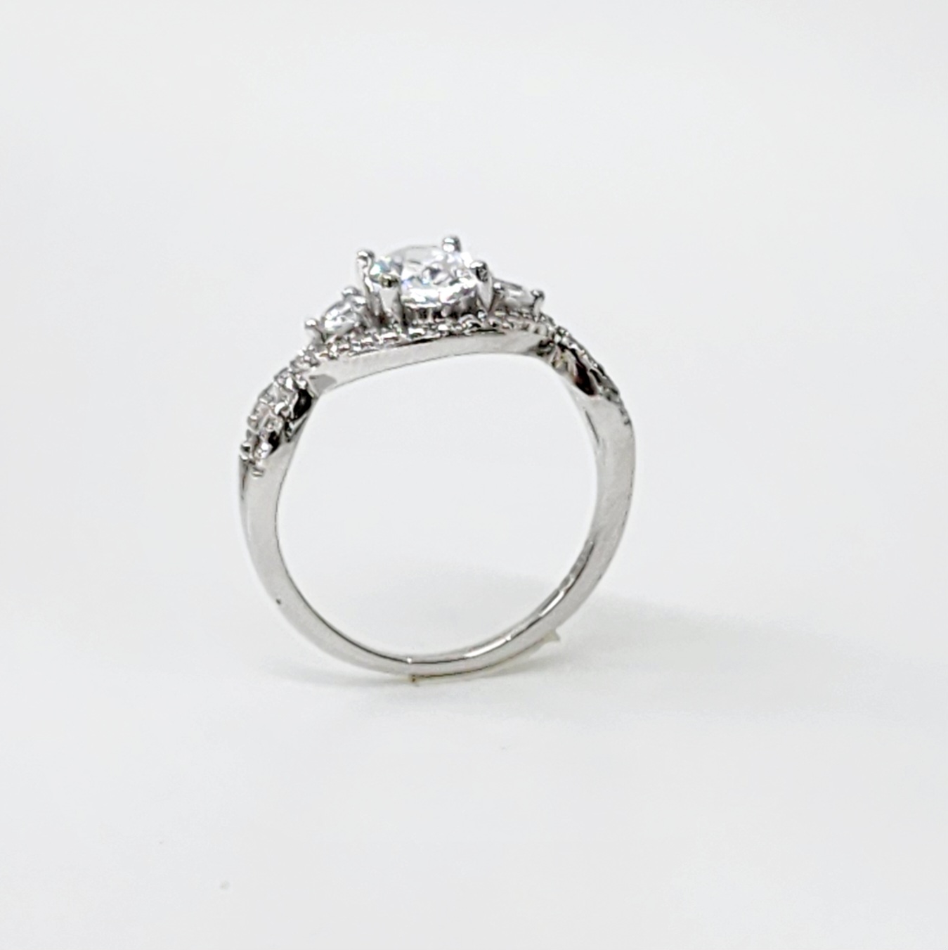 Sterling Silver Crossover Ring With Cubic Zirconia Engagement/Dress Ring Sterling Silver Rings Sterling Silver Crossover Ring With Cubic Zirconia Engagement/Dress Ring Sterling Silver Rings