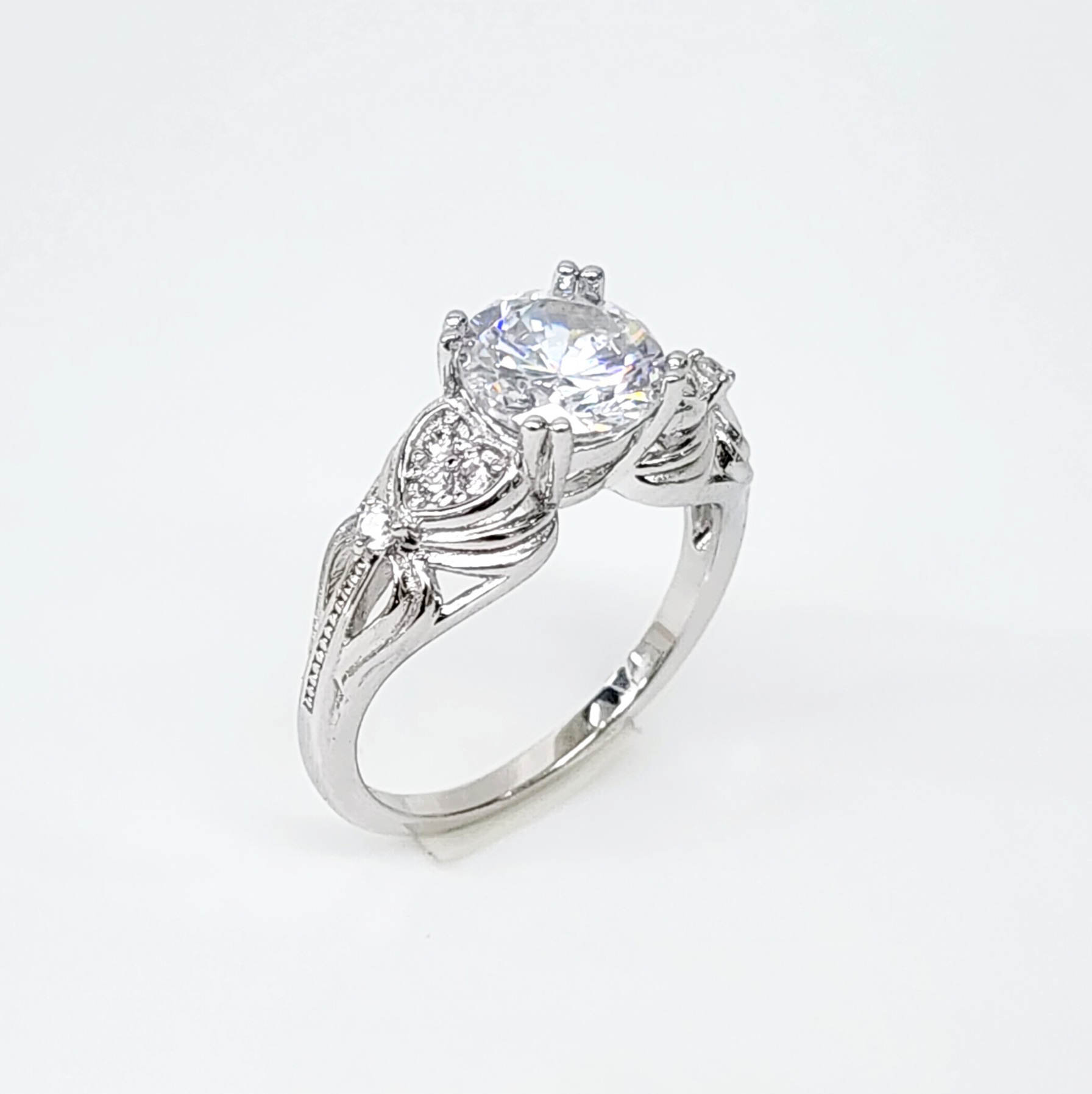 Sterling Silver Engagement/Dress Ring With Cubic Zirconia Setting Sterling Silver Rings 