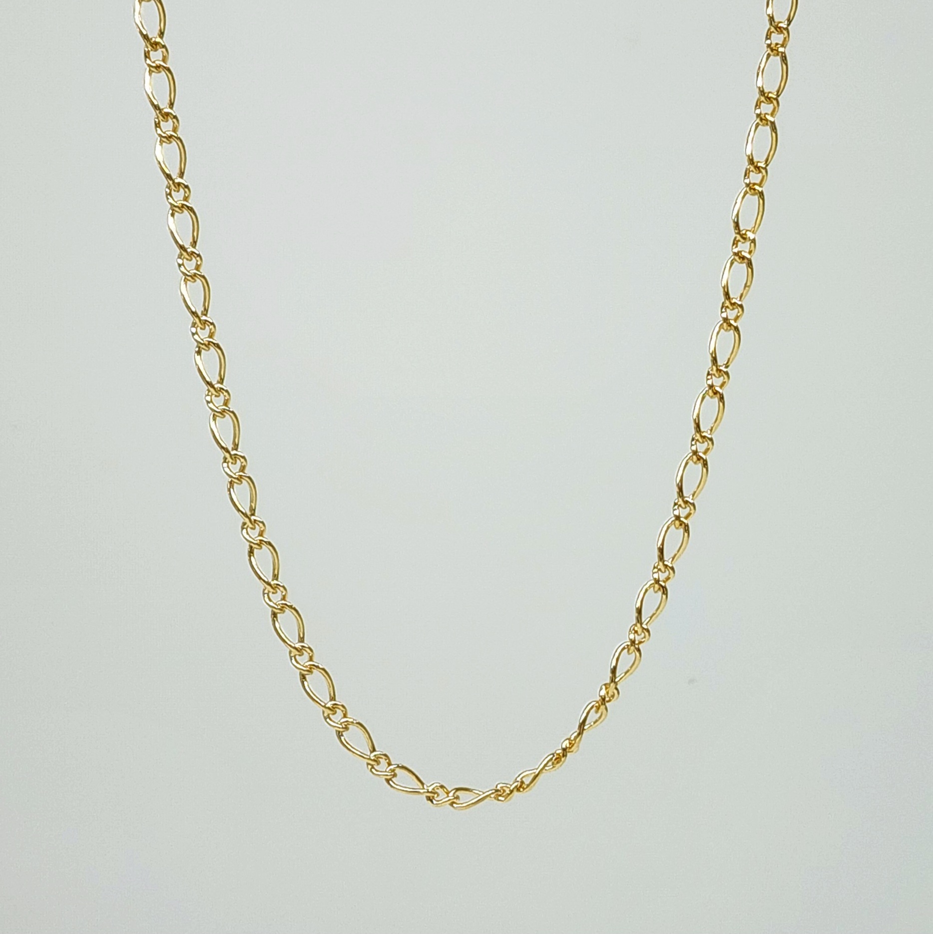 9ct Yellow Gold Oval Figaro 60 Gauge 1/1 Chain - 60cm Gold Chain 