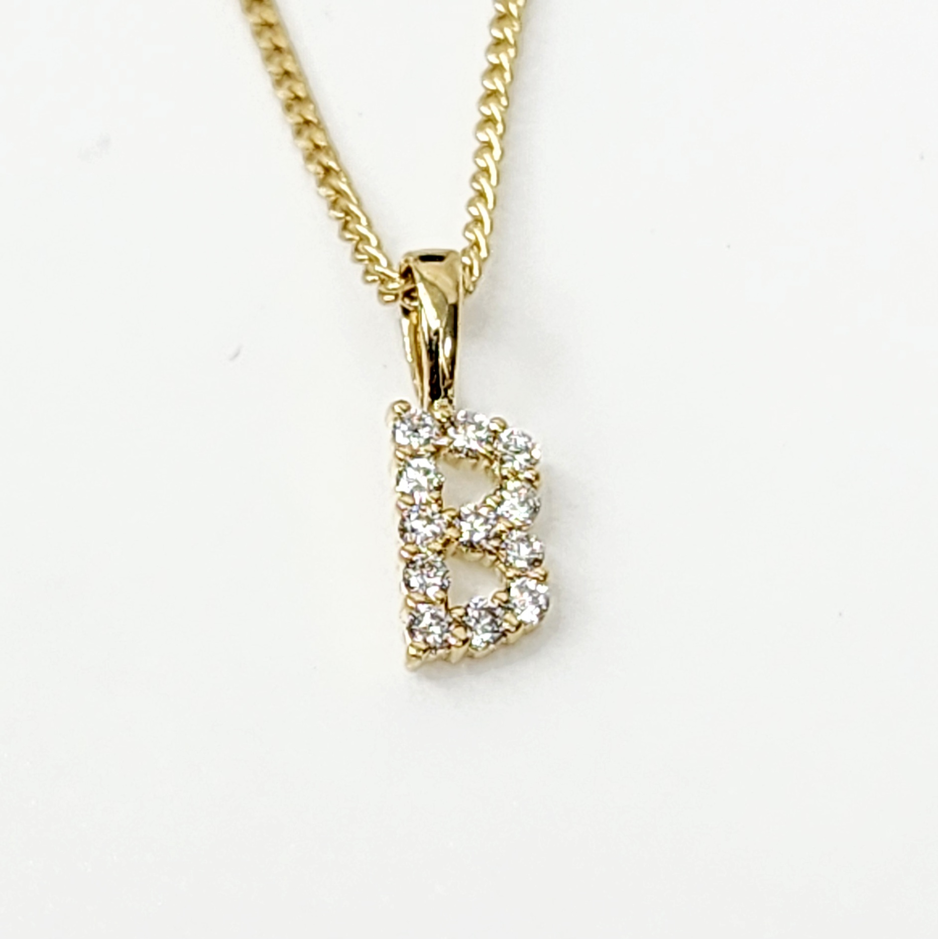 9ct Yellow Gold Diamond initial Pendant Sterling Silver Rings 