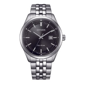 Citizen Gents Eco-Drive 100M Stainless Steel Black Dial Watch - BM7560-59E WATCH 