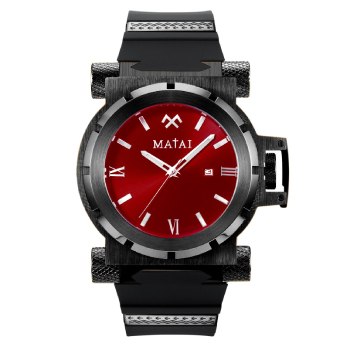 MATAI Genesis G4 Black Case, Red Dial, Black Silicone Strap WATCH 