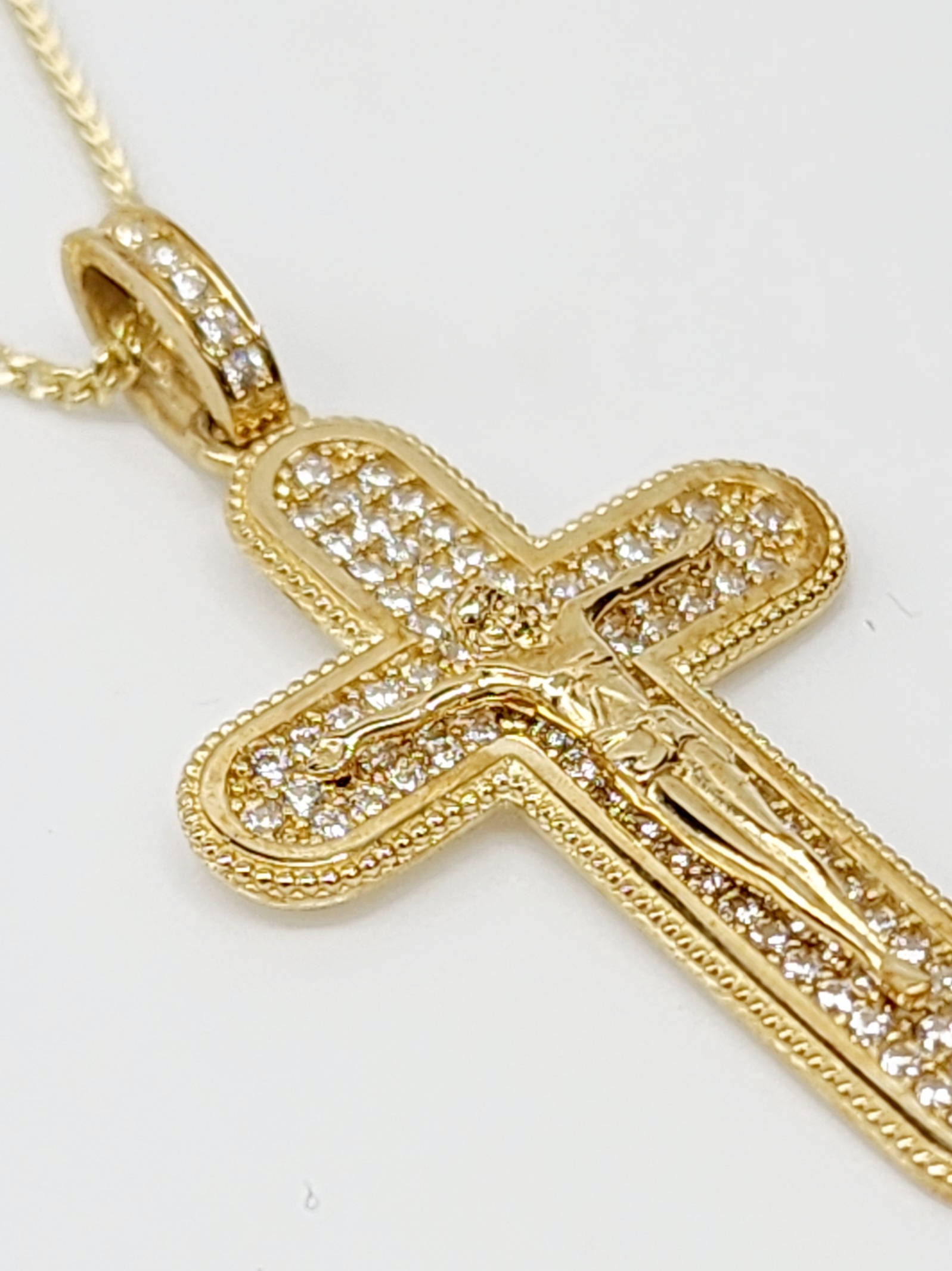 9ct Yellow Gold Crucifix Iced Out Cross Pendant with Cubic Zirconia CASIO 9ct Yellow Gold Crucifix Iced Out Cross Pendant with Cubic Zirconia CASIO