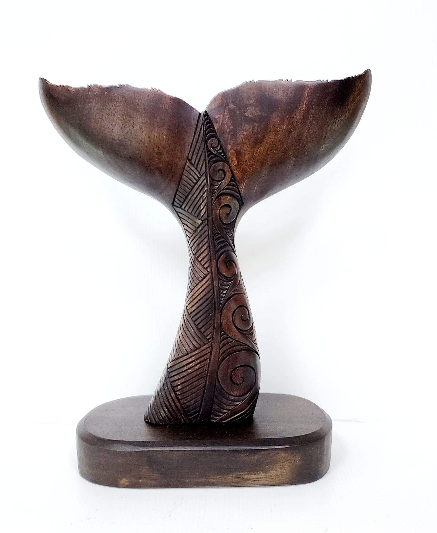 Wooden Carved Whale Tail On Base - Large NIXON, WATCH 