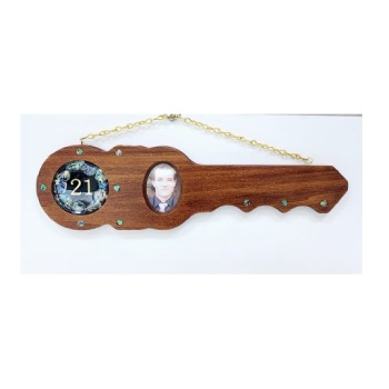 21st Hard Wood Key with 21 Paua Shell Disk Insert 21st Keys 