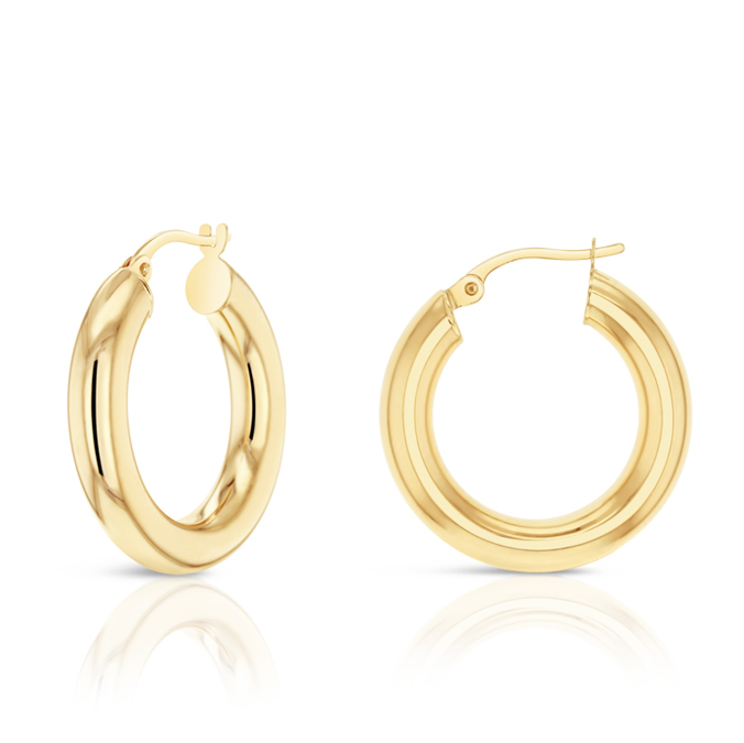 9ct Yellow Gold Plain 4mm x 15mm Polished Hoop Earrings Gold Bracelets 