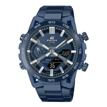 Edifice Duo Cool Blue Solar Powered, Bluetooth, 100M Blue Face, IP Plated Stainless Steel - ECB2000CB-2A CASIO 