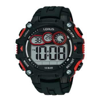Lorus Black & Red Digital Multi-Timer Sports Watch R2319PX-9  
