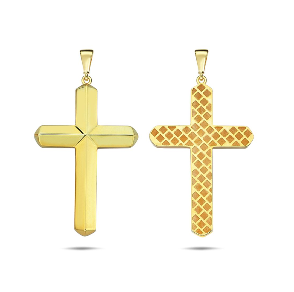 9ct Yellow Gold Bevelled Cross Pendant 22mm x 41mm Gold Bracelets 9ct Yellow Gold Bevelled Cross Pendant 22mm x 41mm Gold Bracelets