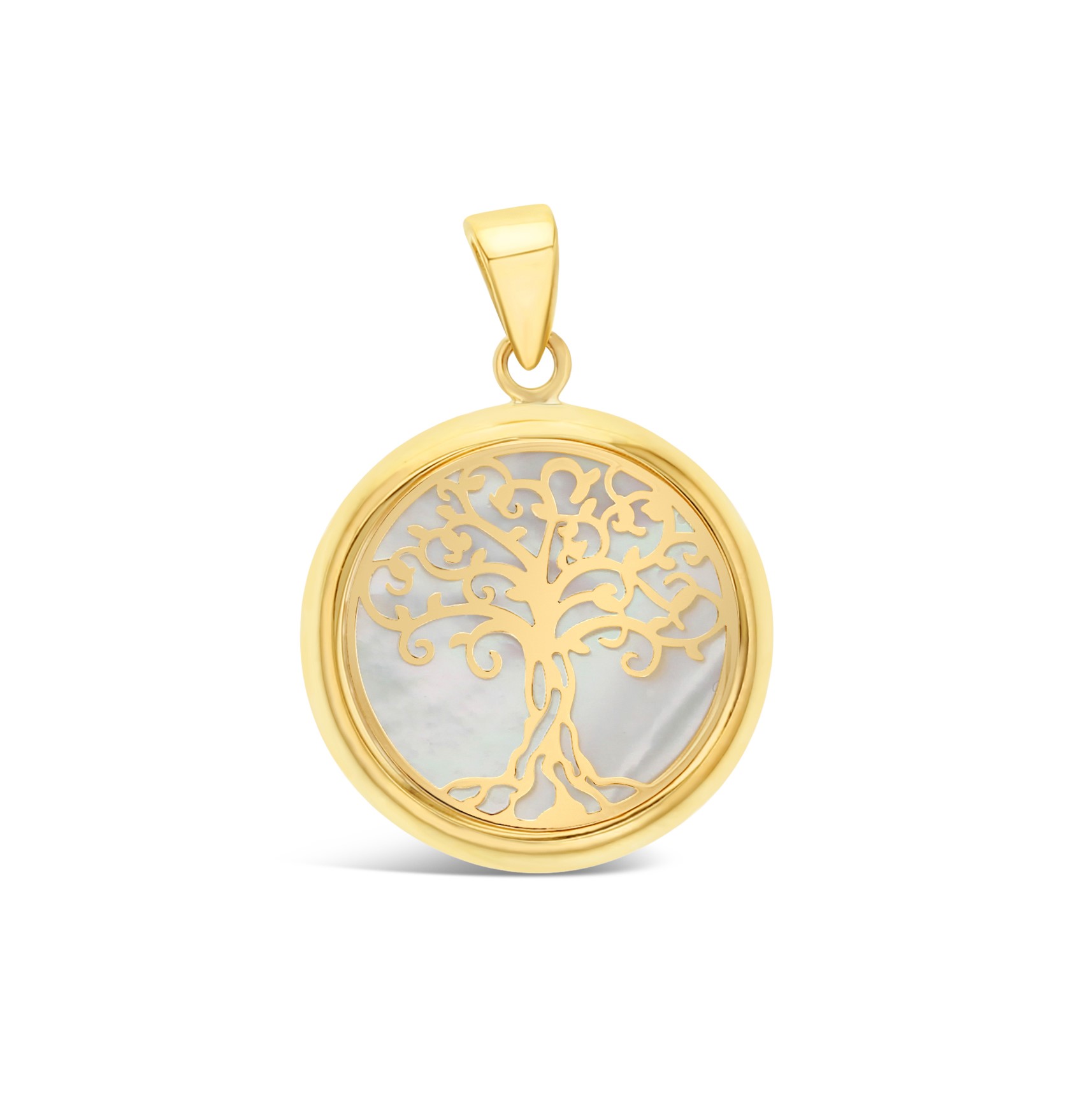 9ct Yellow Gold Tree of Life Pendant with Mother Of Pearl Gold Bracelets 