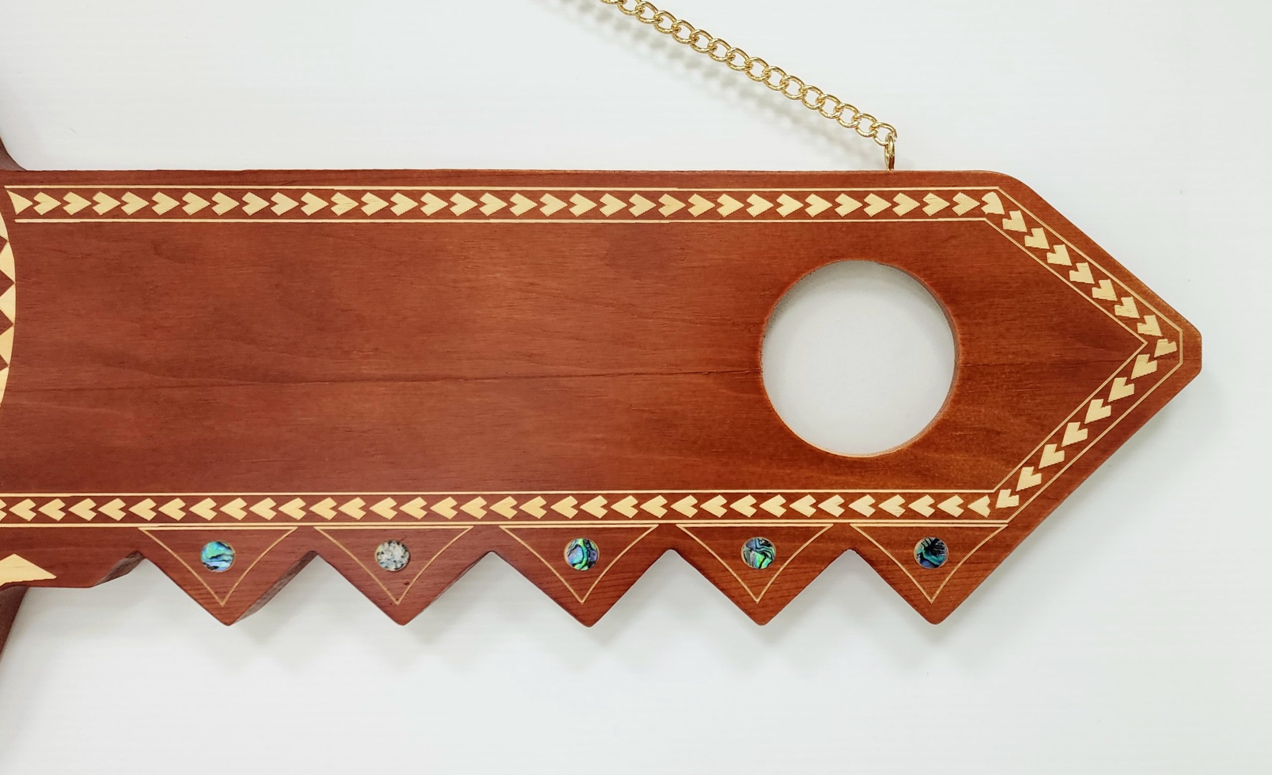 Wooden Key Birthday Key Brown Shade Island Design With Paua Shell Round Inlays and Cutout Palm Trees - Design SJ2446 21st Keys Wooden Key Birthday Key Brown Shade Island Design With Paua Shell Round Inlays and Cutout Palm Trees - Design SJ2446 21st Keys