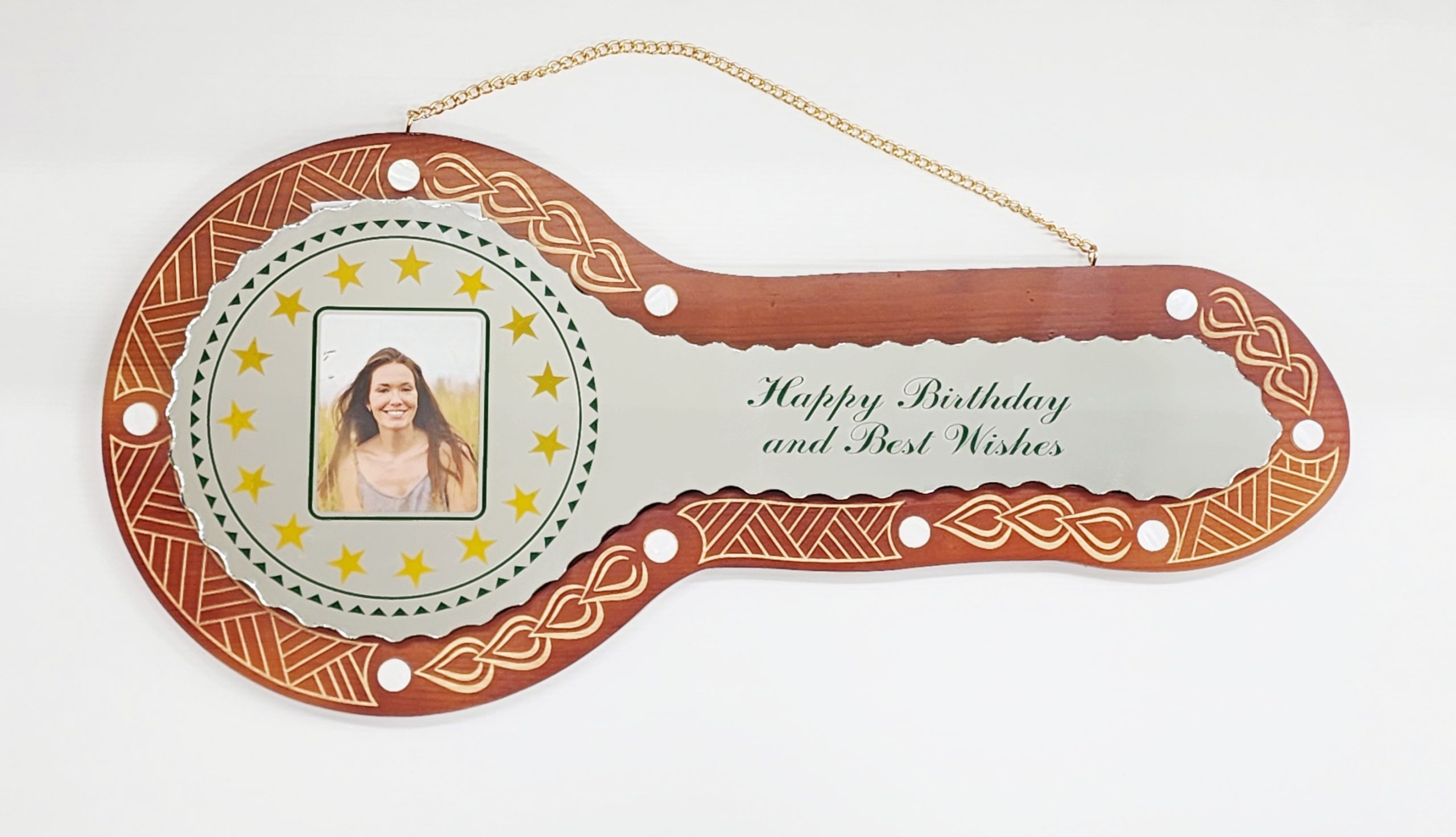 21st Wooden key Brown Shade Island Design with Cook Island Design Mirror Key Insert - 2142DBSJ2412 21st Keys 