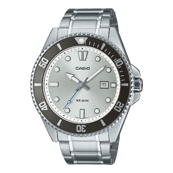 Casio Gents 200M WR Silver Dial Silver Case & Band - MDV107D-7A CASIO