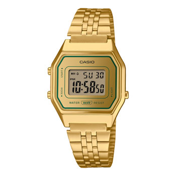 Casio Ladies Digital Geen Accent WR Gold Case & Band Watch - LA680WEGV-9A CASIO 