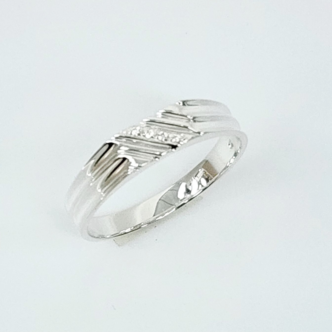 Sterling Silver Gents Wedding / Dress Ring with Cubic Zirconia Setting Sterling Silver Rings 