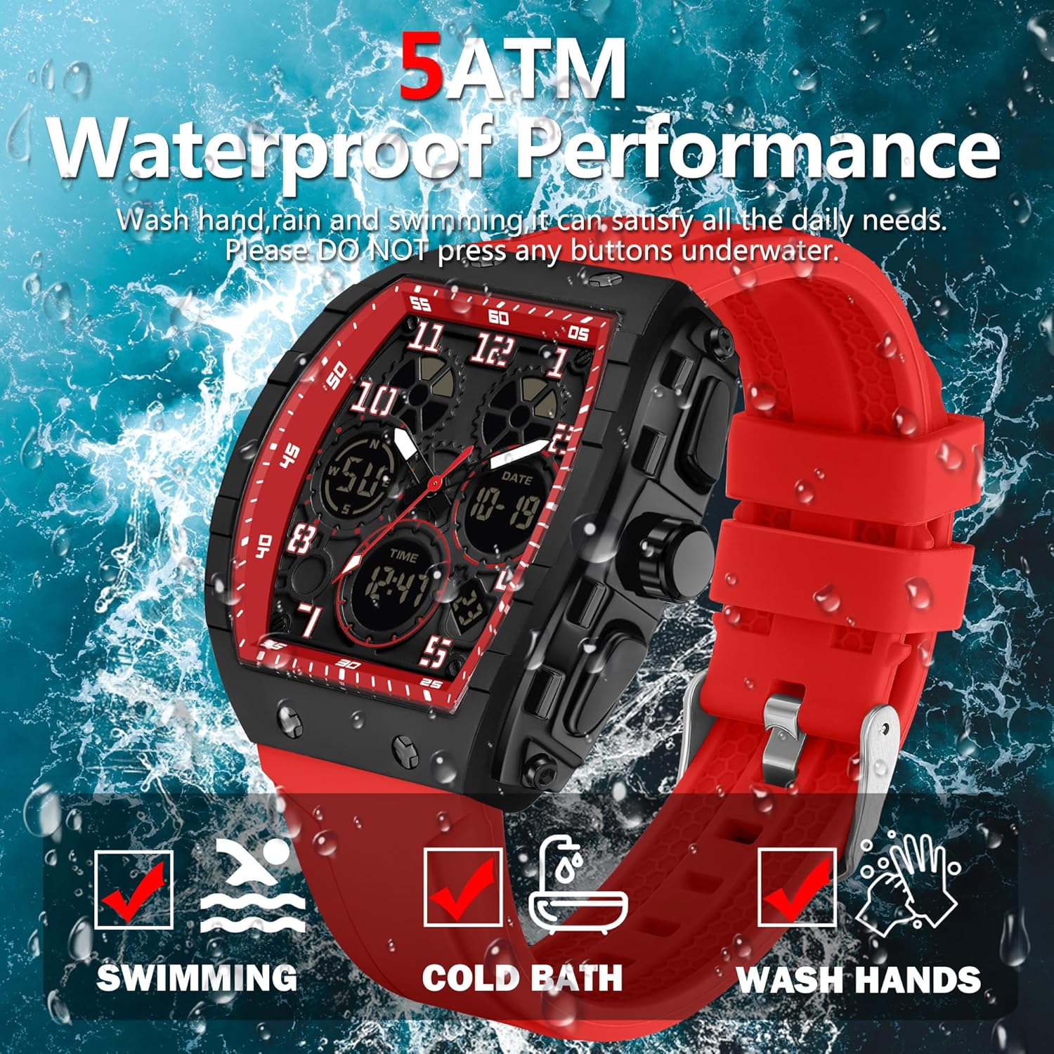 SANDA Casual Sports Men's Duel Time Watch - 6157-RED G-SHOCK SANDA Casual Sports Men's Duel Time Watch - 6157-RED G-SHOCK