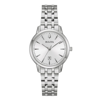 Bulova Classic Ladies Quartz Silver Dial & Stainless Steel Case & Band - 96M165 bulova 
