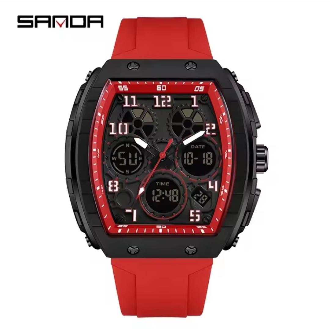 SANDA Casual Sports Men's Duel Time Watch - 6157-RED G-SHOCK 