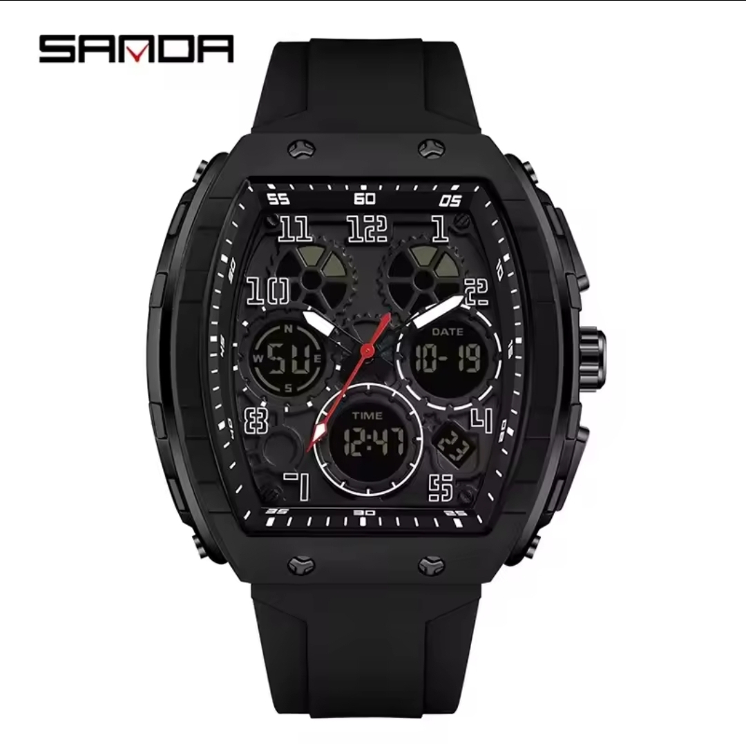 SANDA Casual Sports Men's Duel Time Watch - 6157-BLACK G-SHOCK 