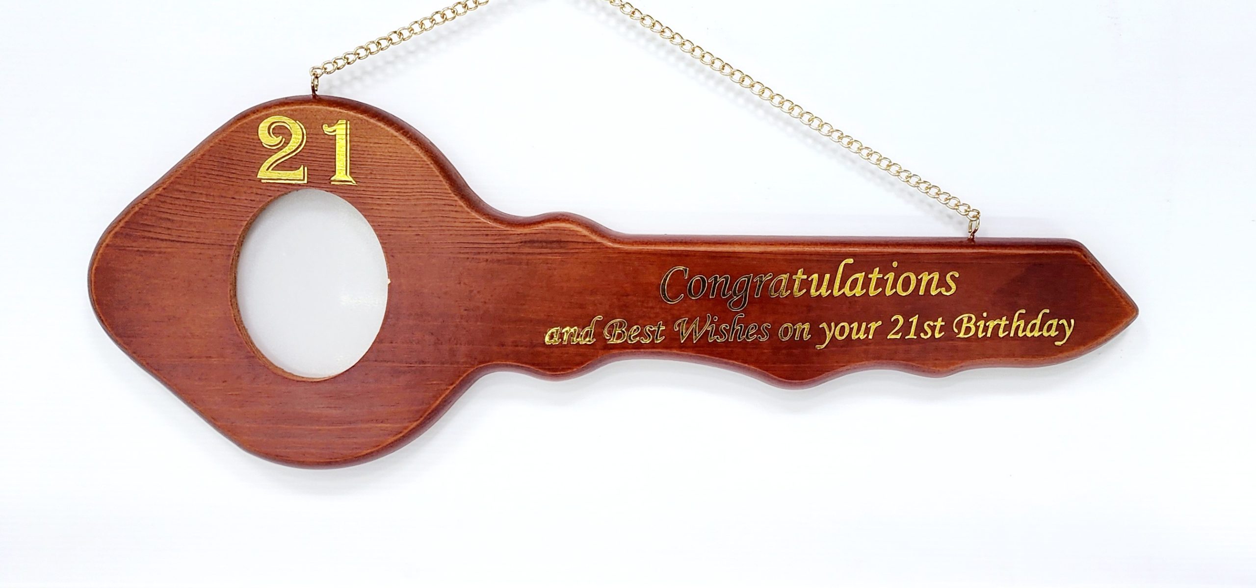 21st Wooden Key with Gold Foil Printing - SJ2422 21st Keys 