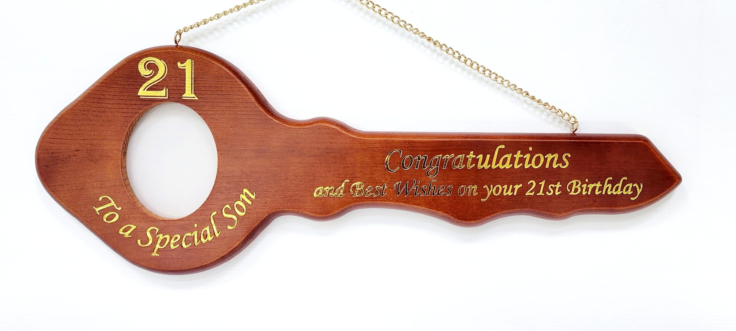 21st Wooden Key with Gold Foil Printing "To a Special Son" - SJ2421 21st Keys 