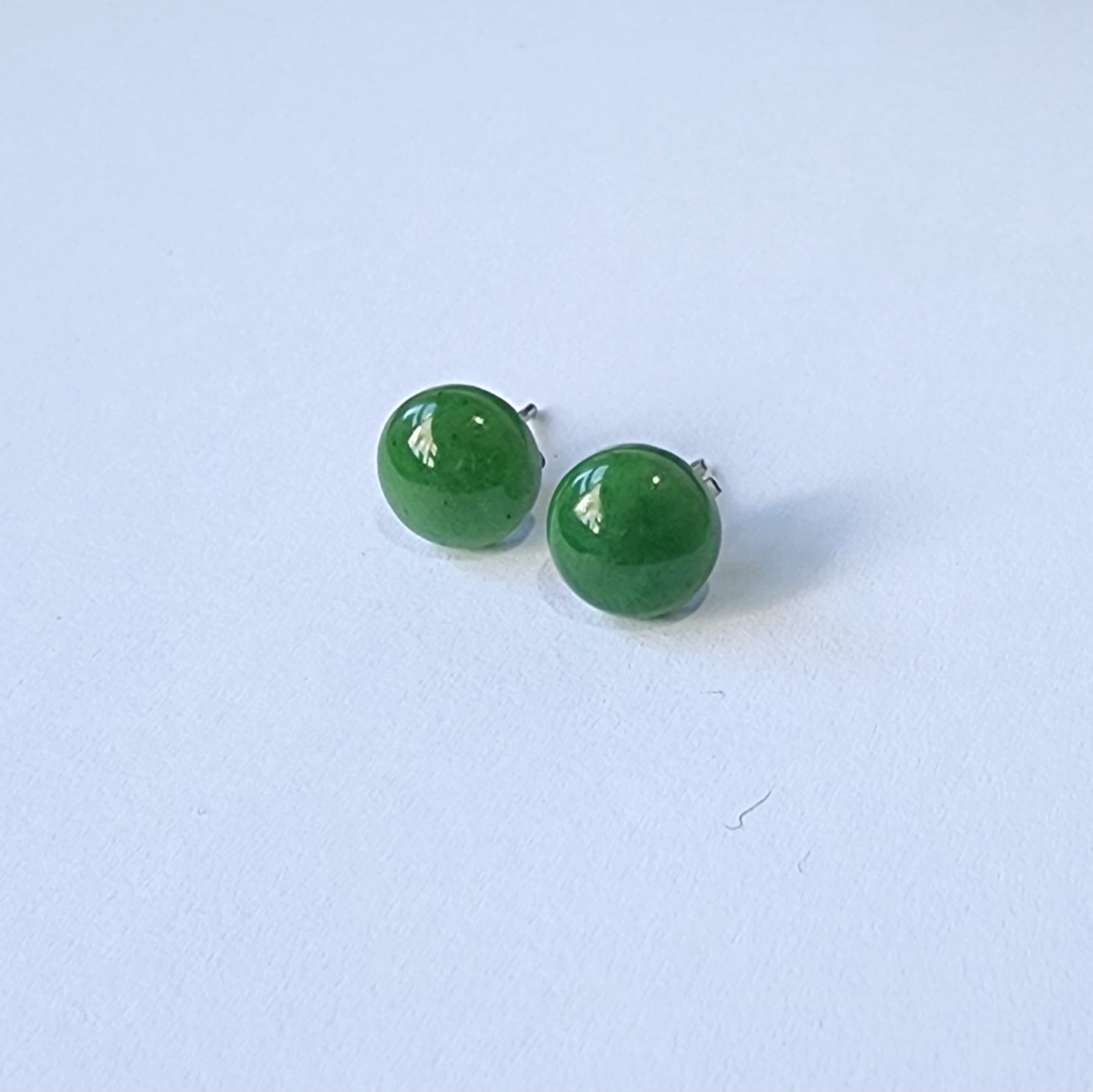 8mm Round NZ Greenstone Stud Earrings Greenstone Jewellery 