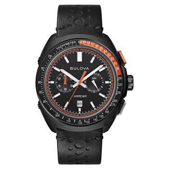 Bulova Racer Gents Quartz Black Dial Black Leather Strap 100M WR Watch - 98B428 G-SHOCK 