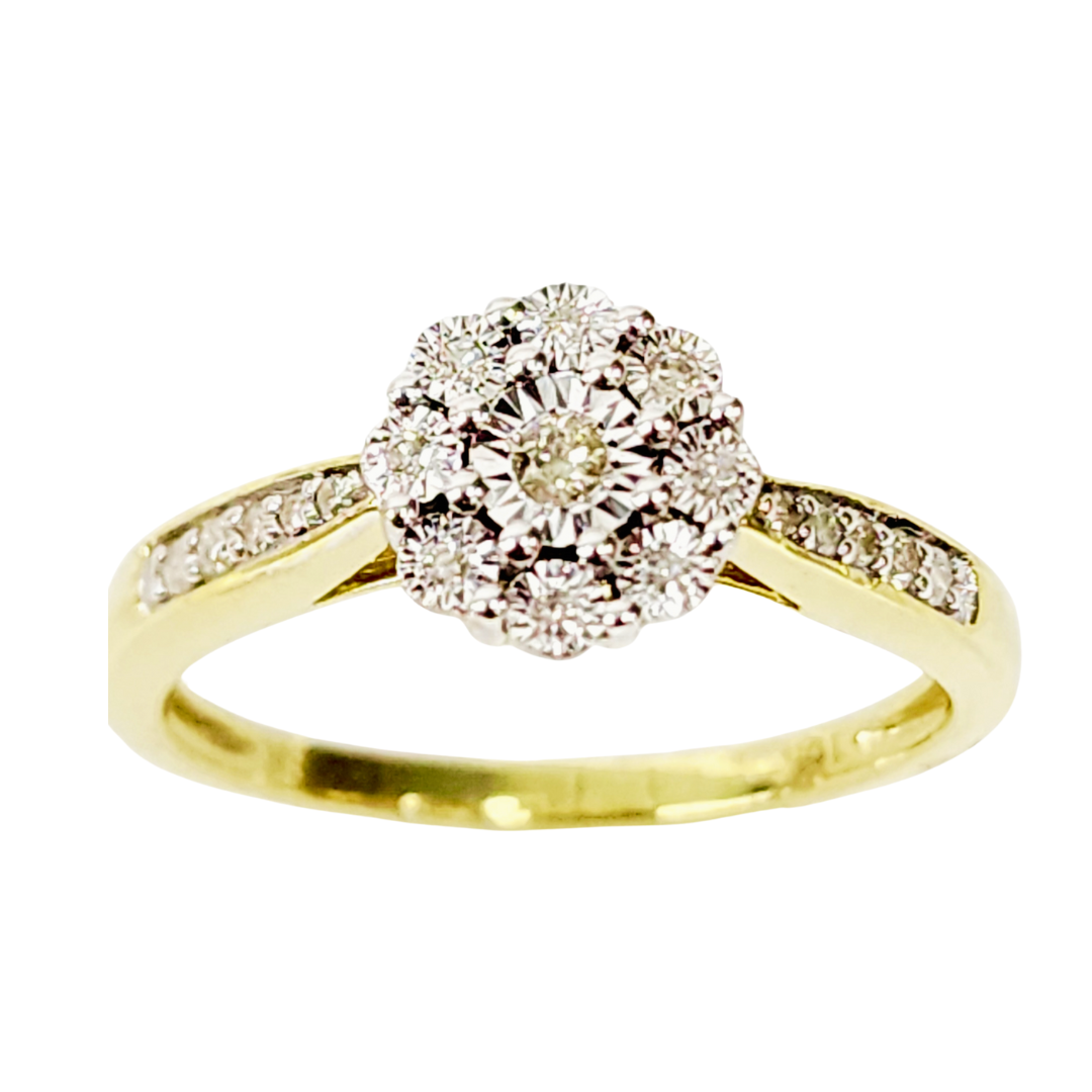 10ct Yellow Gold 0.10ct Diamond Cluster Engagement Ring - SKR19903 Gold Rings 