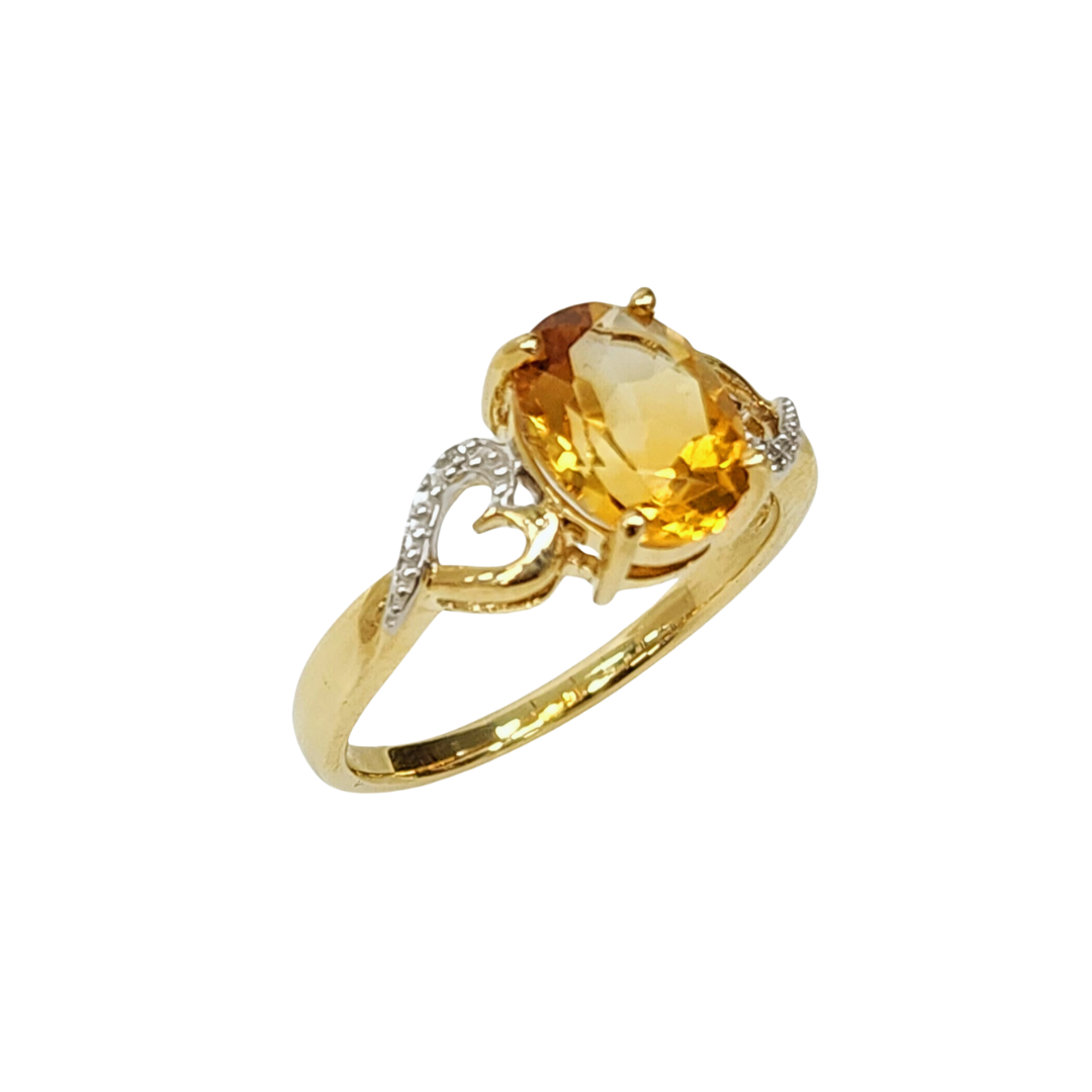 10ct Yellow Gold 0.01ct Diamond with 2.50ct Oval Citrine Ring - SKR43073CT Gold Rings 