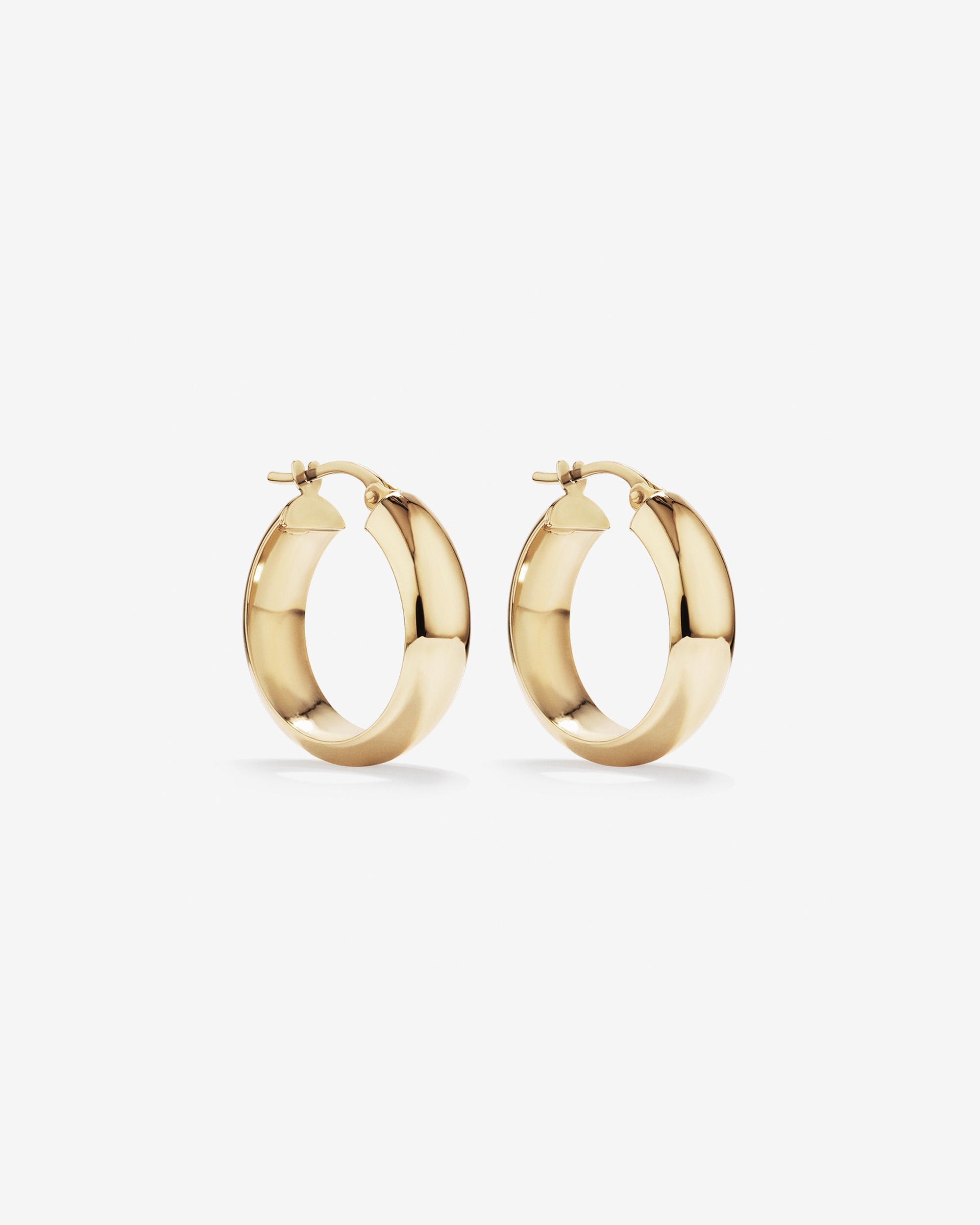 9ct Yellow Gold 5.5mm x 15mm Diameter Half Round Plain Hoop Earrings - 5ER0083 Gold Earrings 