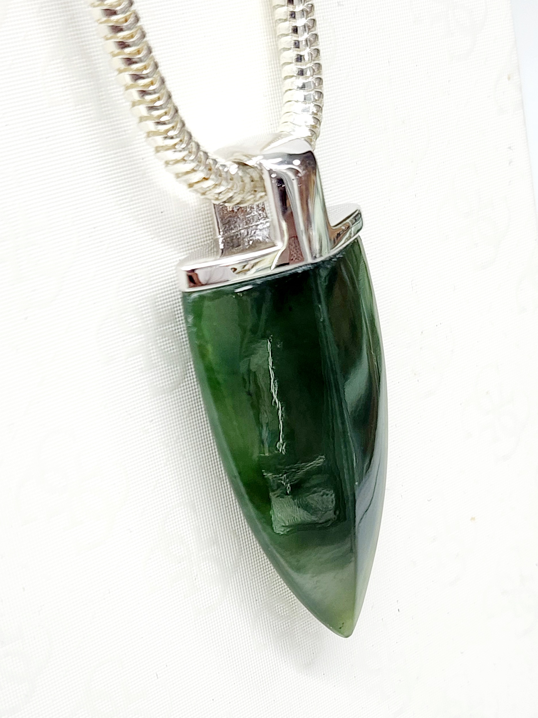 Sterling Silver Pendant with Arrow Shaped NZ Greenstone with Sterling Silver Chain - LO3066 Greenstone?Jewellery 