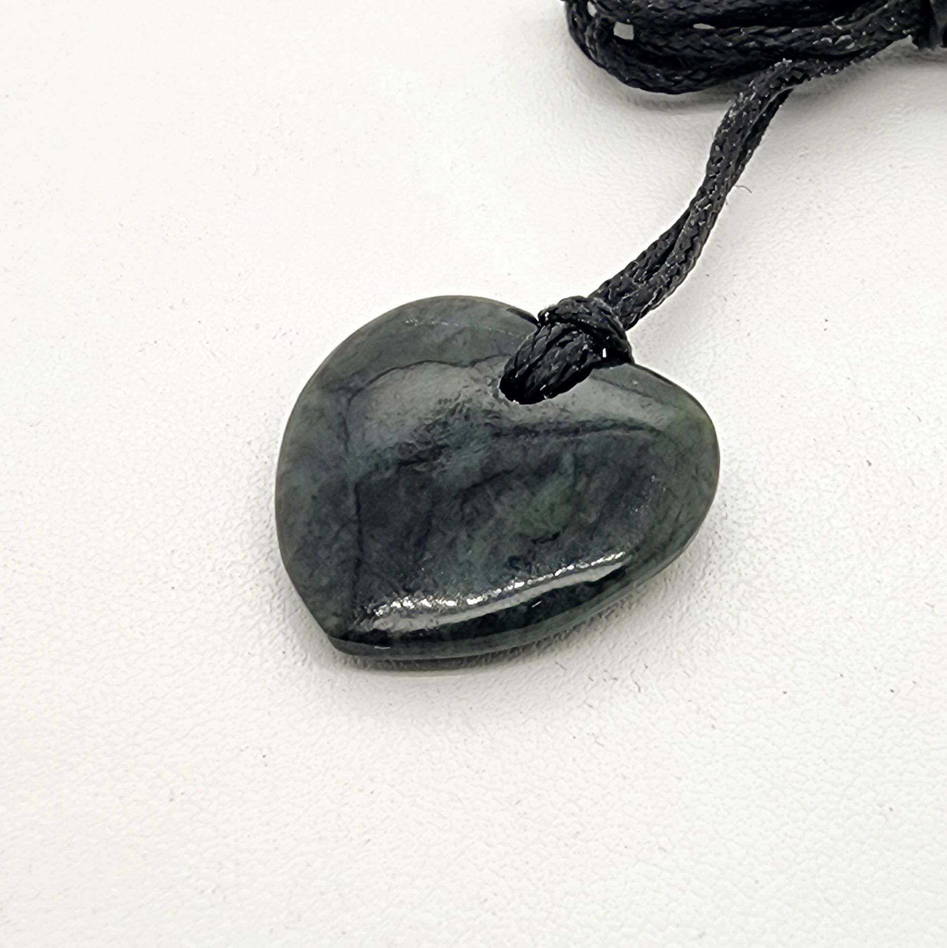 New Zealand Greenstone Polished Heart Necklace - HPH20.22 Greenstone?Jewellery New Zealand Greenstone Polished Heart Necklace - HPH20.22 Greenstone?Jewellery