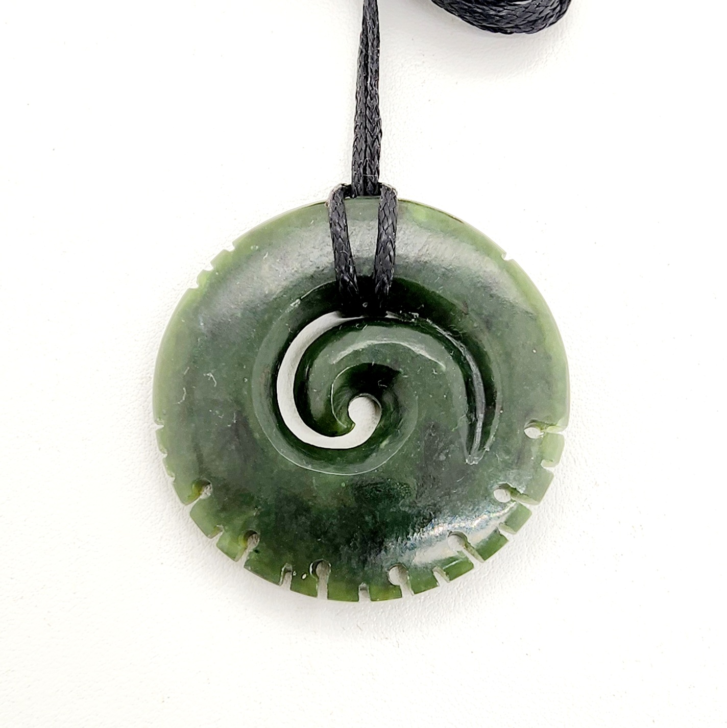 Pounamu Notched Koru Necklace - HPN105.59 Greenstone?Jewellery 