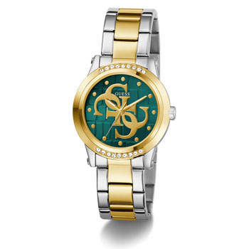 Guess Ladies Annette Two-Tone Green Dial, Gold Case, Two-Tone Band - GW0861L4 GUESS 
