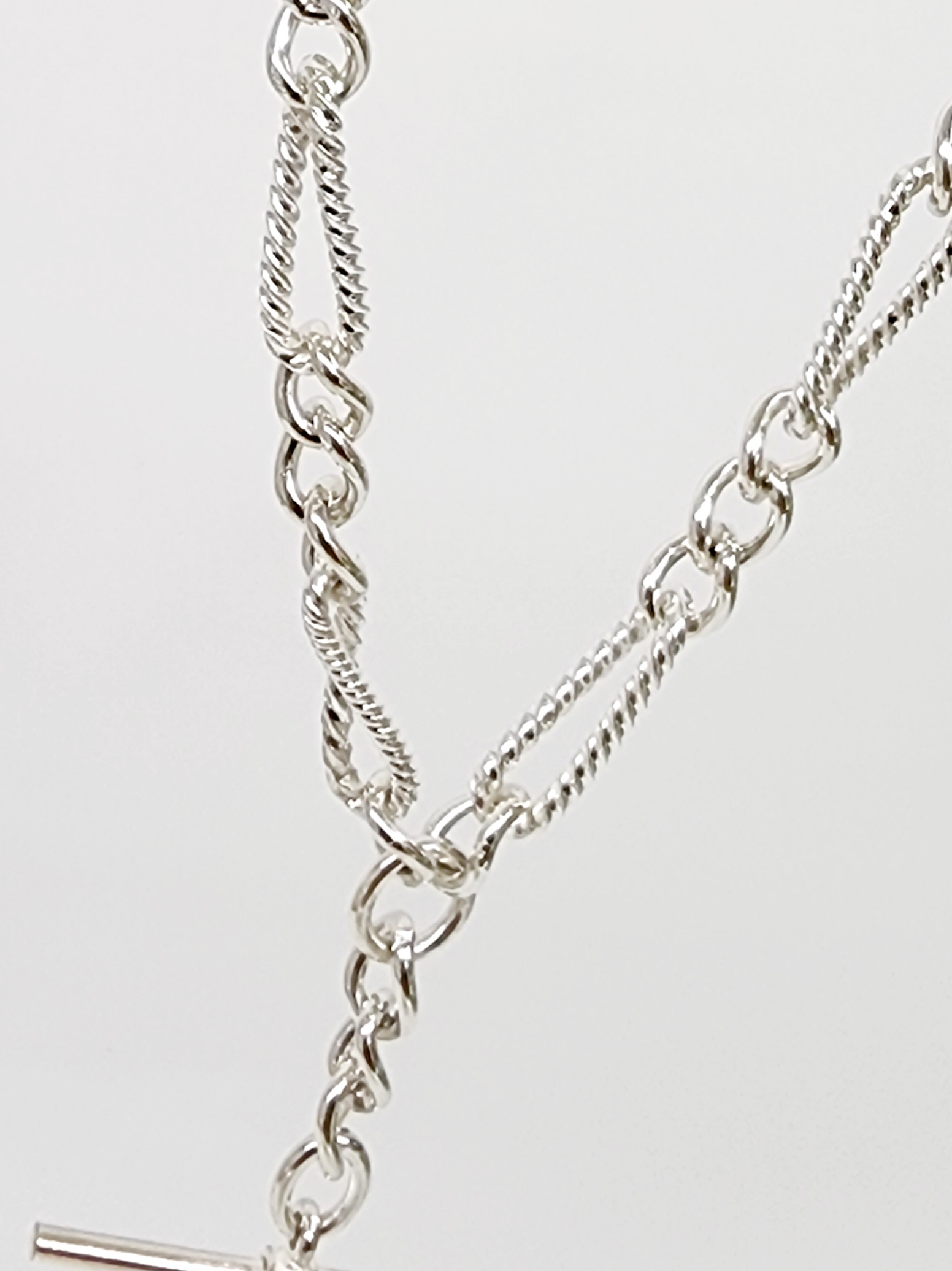 Sterling Silver 50cm Figaro Chain Necklace with T-Bar Pendant - SNK3-TWIST bulova Sterling Silver 50cm Figaro Chain Necklace with T-Bar Pendant - SNK3-TWIST bulova